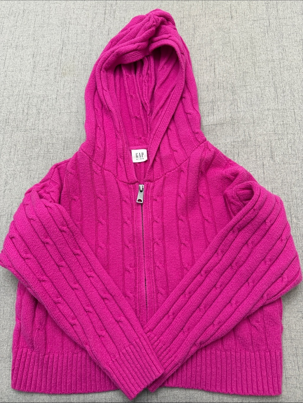 GAP KIDS Fuchsia Cable-Knit Zip Hoodie Sweater Size Small